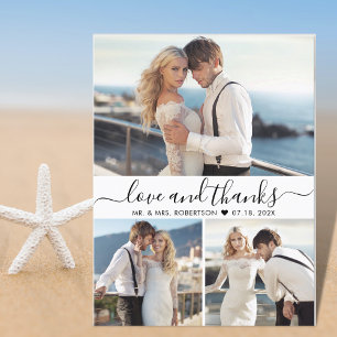 Budget Script Photo Collage Wedding Thank You Card