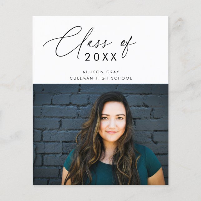 Budget Script Photo Graduation Card Flyer (Front)