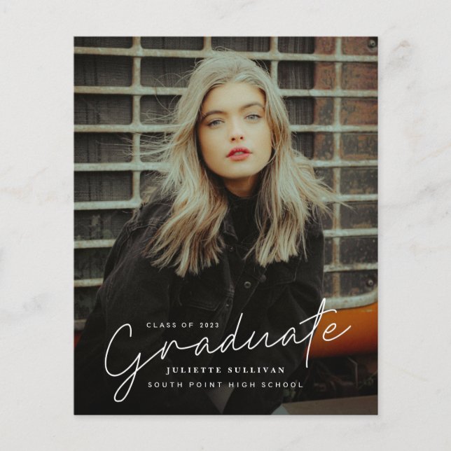 Budget Script Photo Graduation Party Invitation (Front)