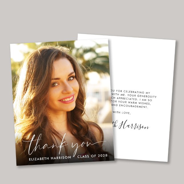  Budget Script Photo Graduation Thank You Card (Creator Uploaded)