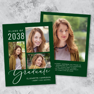Budget Script Photo Green Graduation Announcement