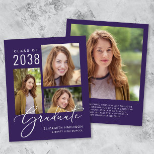 Budget Script Photo Purple Graduation Announcement