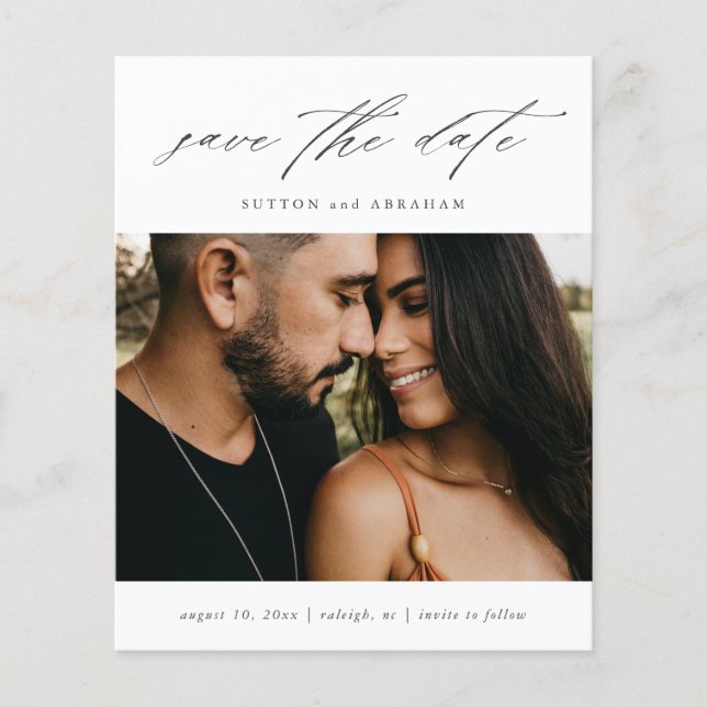 Budget Script Photo Save The Date Flyer (Front)