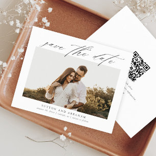 Budget Script Photo Save the Date with QR Code