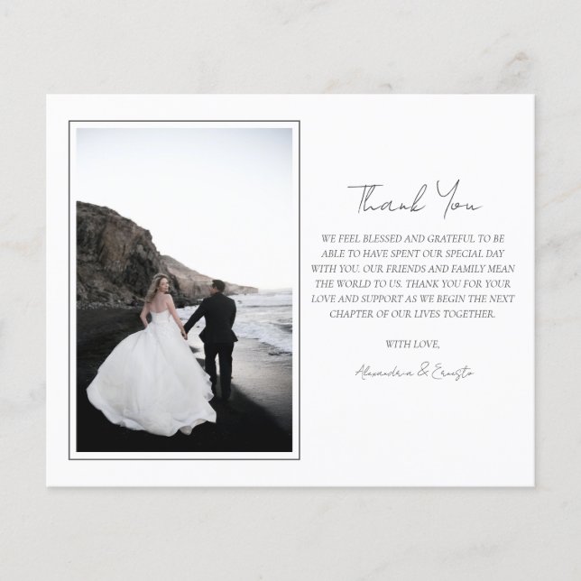 Budget Script Photo Wedding Thank You (Front)