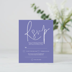Budget Script QR Code Wedding Blue RSVP