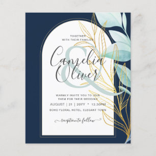BUDGET Sea Glass Gold Leaf Ampersand Wedding Flyer