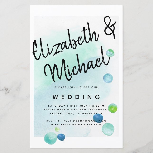 BUDGET Sea Glass Modern Abstract Wedding (Front)