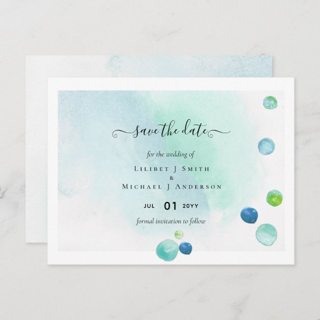 BUDGET Sea Glass Modern Save Date Wedding Postcard (Front/Back)