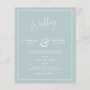 BUDGET Sea Glass Sage Green Monochrome Wedding Flyer