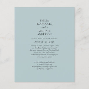 BUDGET Sea Glass Sage Green Monochrome Wedding Flyer