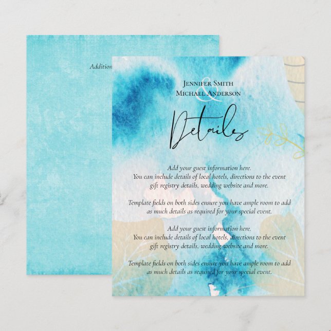 BUDGET Sea Glass Shades Watercolor Wedding (Front/Back)