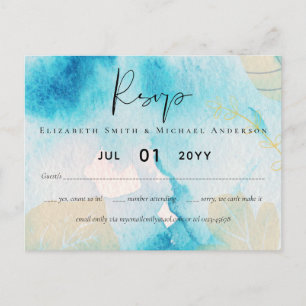 BUDGET Sea Glass Shades Watercolor Wedding Postcard