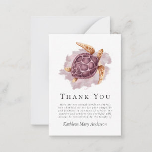 BUDGET Sea Turtle Sympathy Funeral Thank You Card