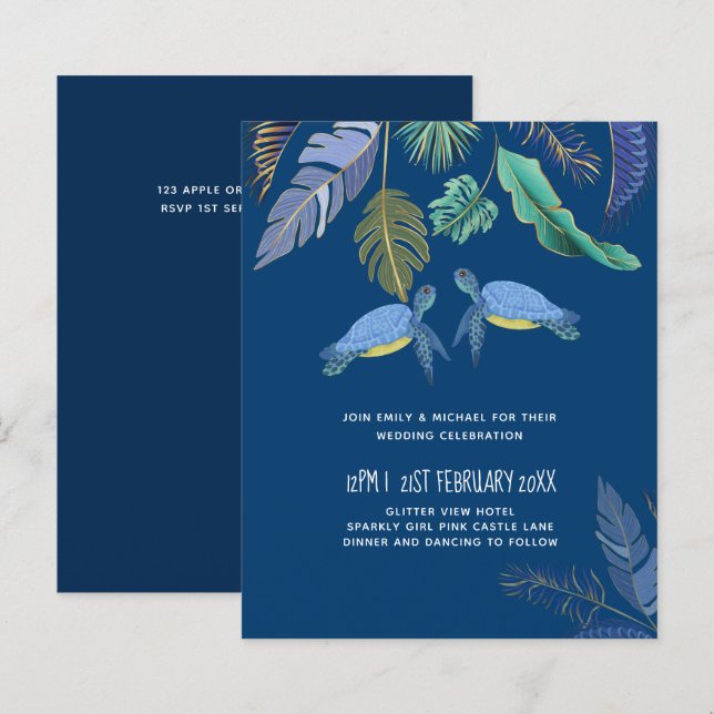 BUDGET  Sea Turtles Wedding Blue Yellow (Front/Back)