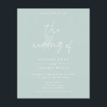 Budget Seafoam Wedding Invitation Flyer<br><div class="desc">This card features a handwritten font and modern minimalist design. Easily change the colours and edit *most* wording to meet the needs of your occasion. This invite is perfect for your contemporary, industrial, or bohemian wedding celebration. Budget Paper is thin! ***Upgrade for a thicker paper. Envelopes are not included with...</div>