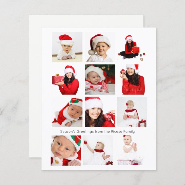 BUDGET Seasons Greetings Twelve Photo Personalised (Front/Back)