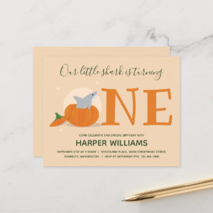 Budget Shark One Pumpkin First Birthday Invite