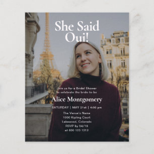 Budget She Said Oui 2 Photo Paris Bridal Shower Flyer