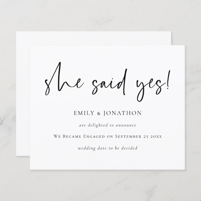 Budget She Said Yes Engagement Announcement (Front/Back)