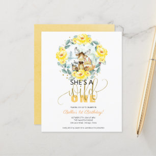 Budget She's A Wild One 1st Birthday Invitation