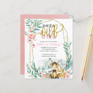 Budget  She's A Wild One First Birthday Invitation
