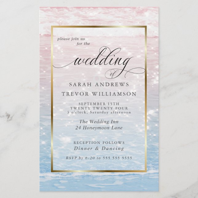 Budget Shimmering Waters Pink Beach Wedding (Front)