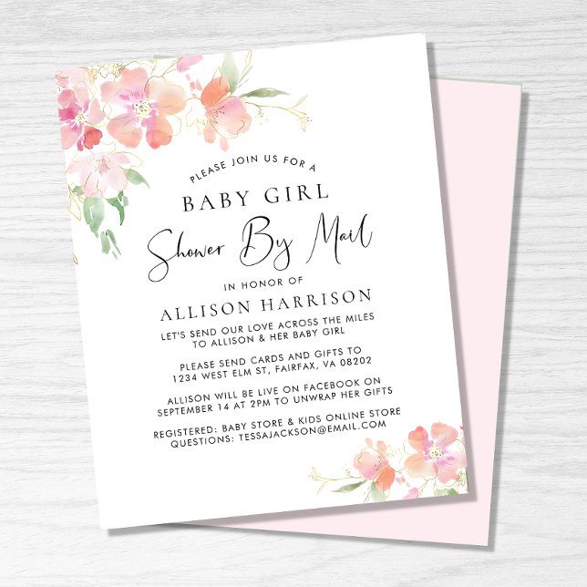 Budget Shower By Mail Floral Baby Girl Invitation (Creator Uploaded)