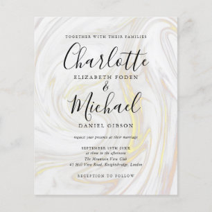Budget Signature Script Marble Wedding Invitation