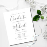 Budget Signature Script Wedding Invitation<br><div class="desc">Featuring signature style names,  this elegant budget grey and white wedding invitation can be personalised with your information in chic grey lettering. Designed by Thisisnotme©</div>