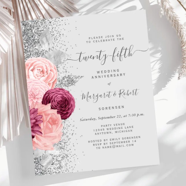 Budget Silver Blush Floral 25th Anniversary (Creator Uploaded)