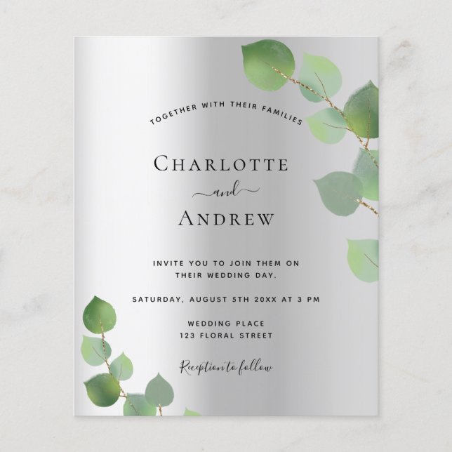 Budget silver eucalyptus greenery modern wedding (Front)