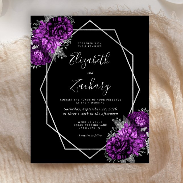 Budget Silver Frame Purple Floral Black Wedding (Creator Uploaded)