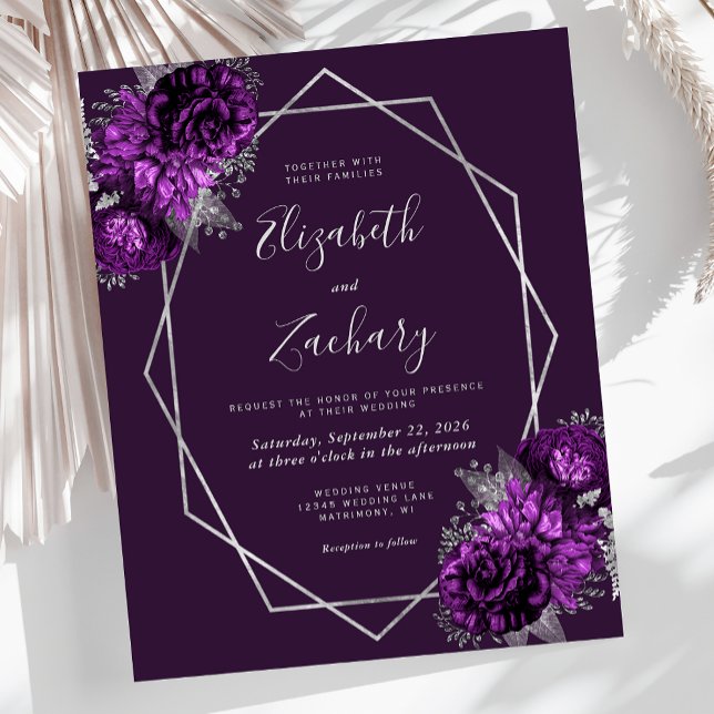 Budget Silver Frame Purple Floral Plum Wedding (Creator Uploaded)
