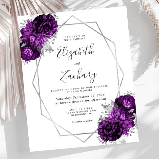 Budget Silver Frame Purple Floral White Wedding (Creator Uploaded)