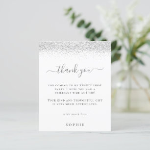 Budget Silver Glitter 21st Birthday Thank You