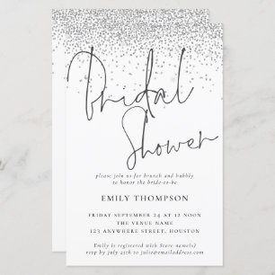 Budget Silver Glitter Bridal Shower Invitation