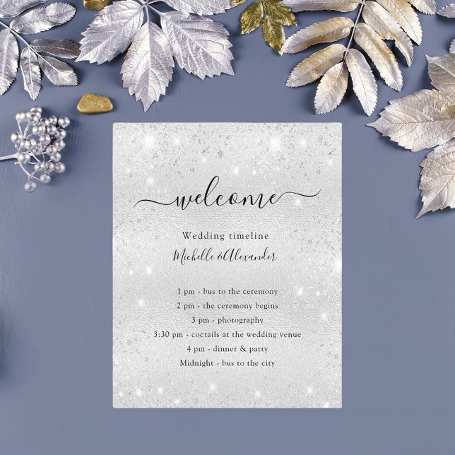 Budget silver glitter elegant wedding program (Creator Uploaded)
