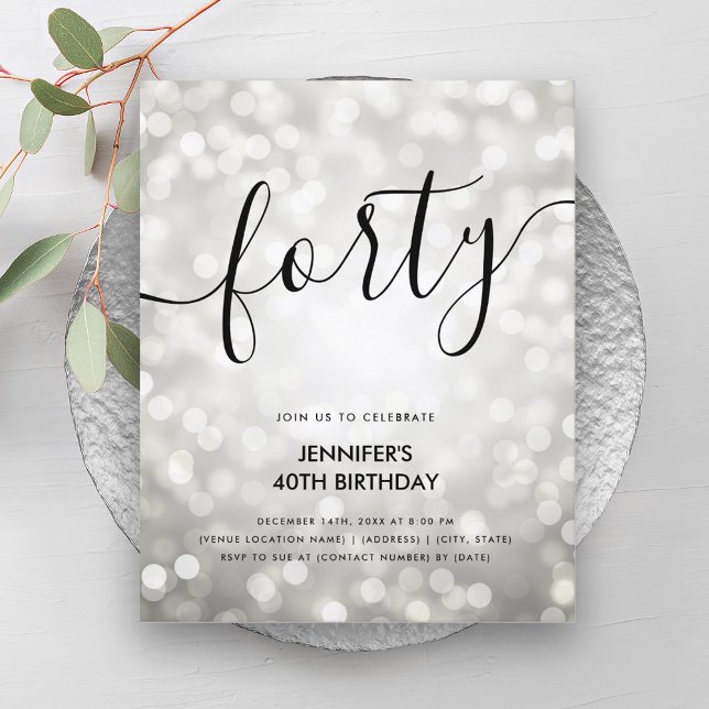 BUDGET Silver Glitter Lights 40th Birthday  (BUDGET Silver Glitter Lights 40th Birthday )