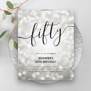 BUDGET Silver Glitter Lights 50th Birthday