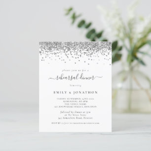 Budget Silver Glitter Rehearsal Dinner Invitation