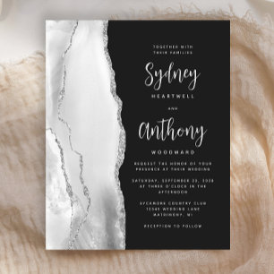 Budget Silver Grey Agate Dark Calligraphy Wedding