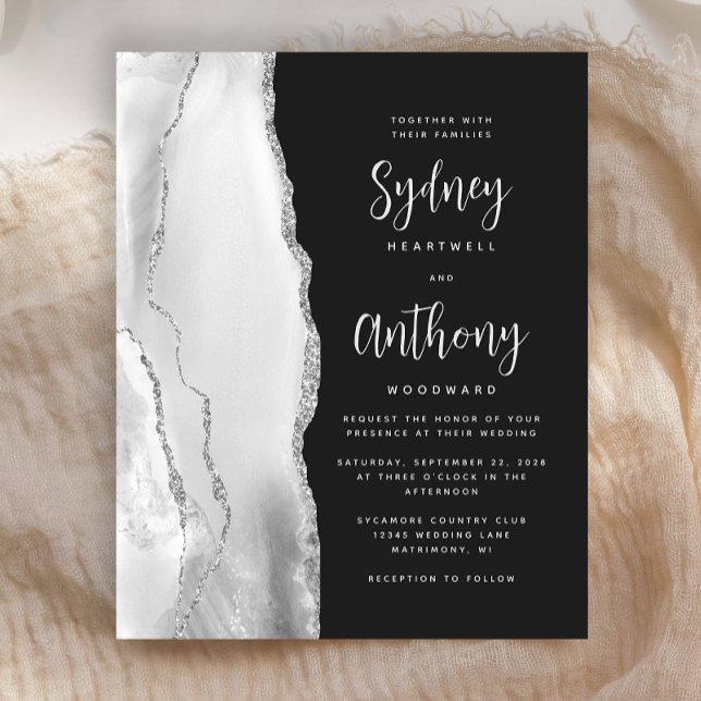 Budget Silver Grey Agate Dark Calligraphy Wedding (Creator Uploaded)