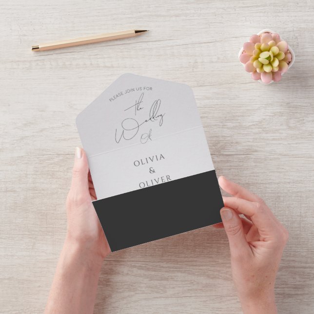 Budget silver grey rsvp wedding all in one invitation (Video)