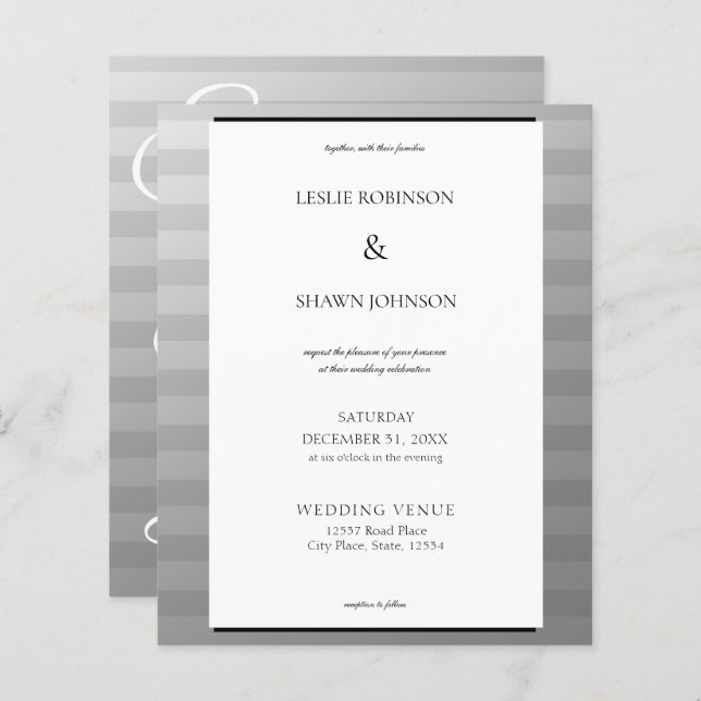 Budget Silver & Grey Stripes Wedding (Front/Back)