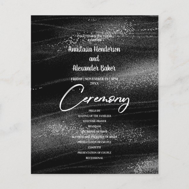 Budget Silver Wedding Program card. Flyer (Front)