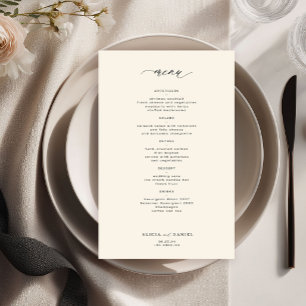 Budget simple black and ivory wedding menu
