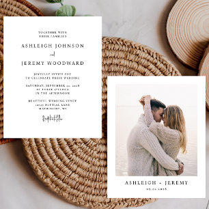 Budget Simple Black and White Photo Wedding Invite
