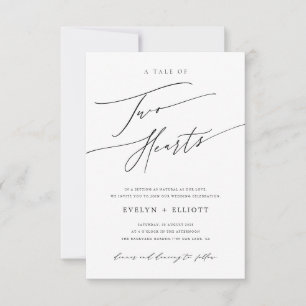 Budget Simple Black and White Timeless Wedding Invitation