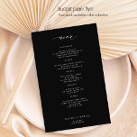 Budget simple black and white wedding menu<br><div class="desc">Moody black trendy minimalist typography custom text template BUDGET affordable wedding menu PAPER FLYER. PLEASE READ THIS BEFORE PURCHASING! This is a budget affordable card printed on a FLYER. Please note that BUDGET PAPER IS THIN - You can upgrade to have this card printed on cardstock ENVELOPES NOT INCLUDED. Double-check...</div>